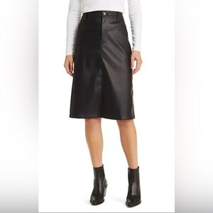 Treasure & Bond Faux Leather Long 3/4 Skirt - Women’s SMALL Black Nordstrom NWT